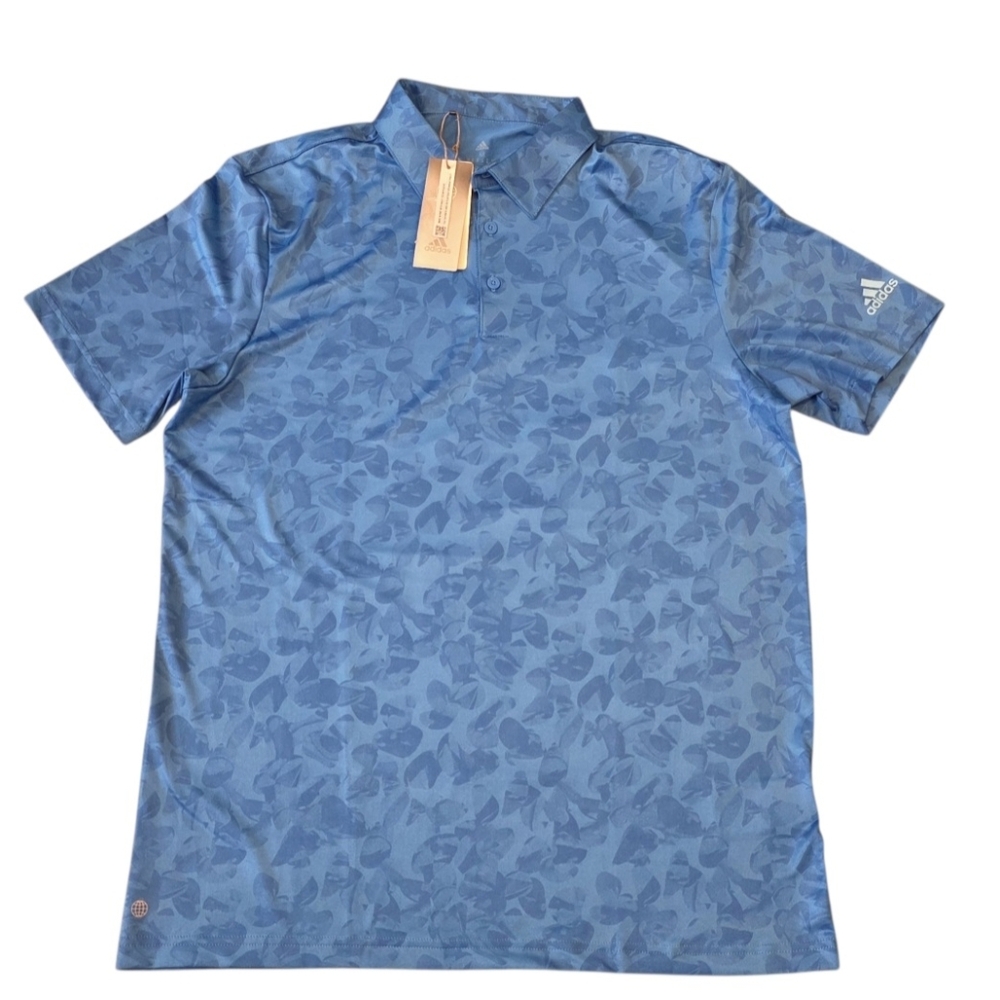 Adidas Prisma Print Golf Polo Shirt Pulse Super Blue HK6853 Stretch